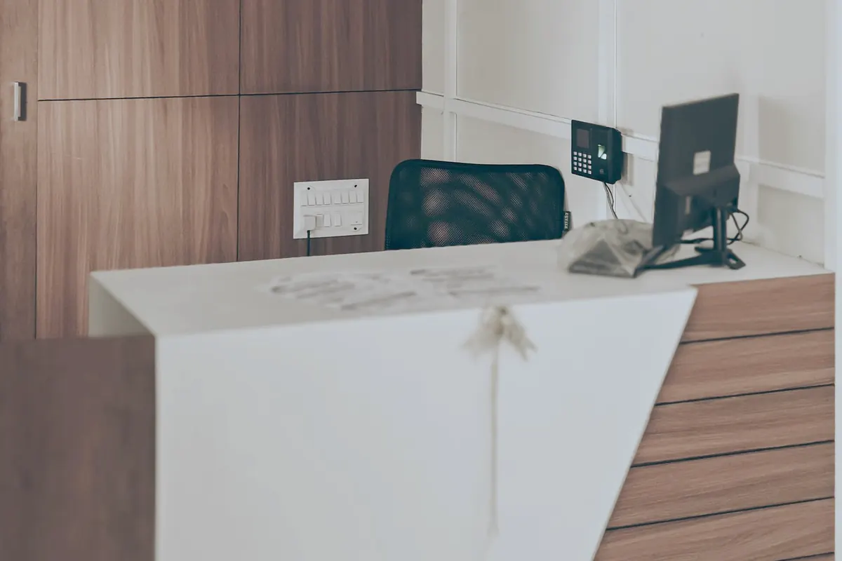 Modern reception desk of a clinic
